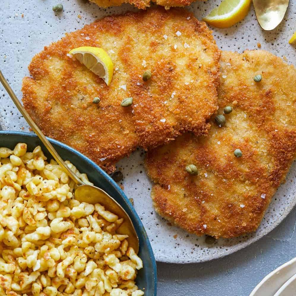 Wiener Schnitzel and Herbed Spaetzle