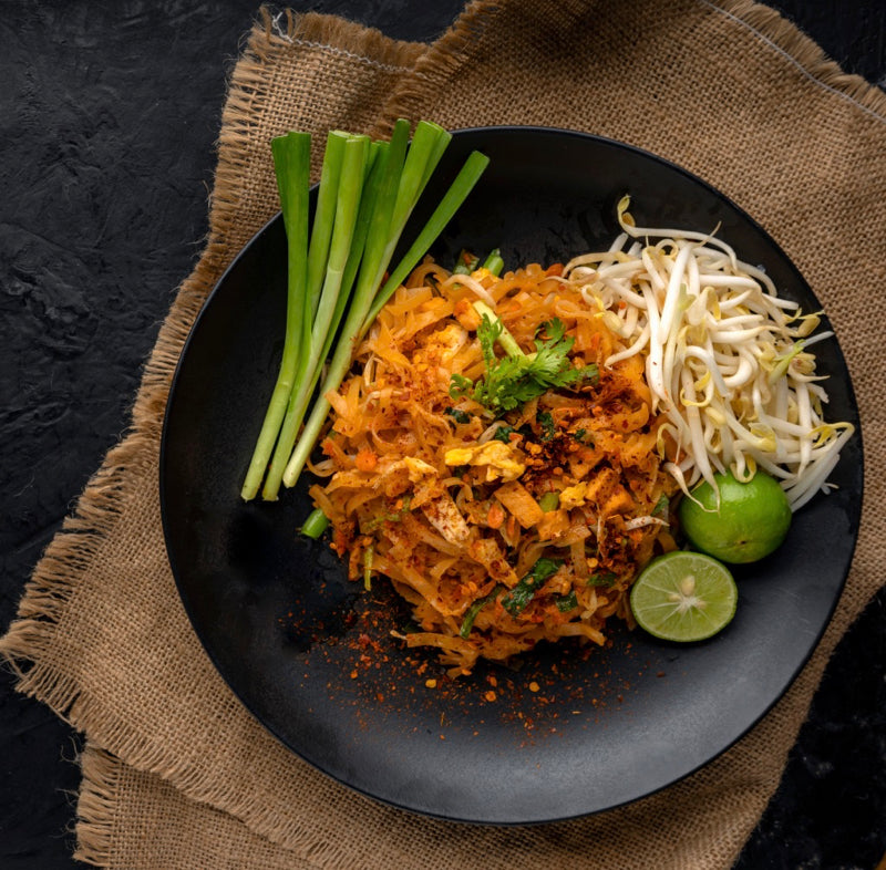 Pad Thai and Fresh Spring Rolls with Spicy Peanut Dipping Sauce