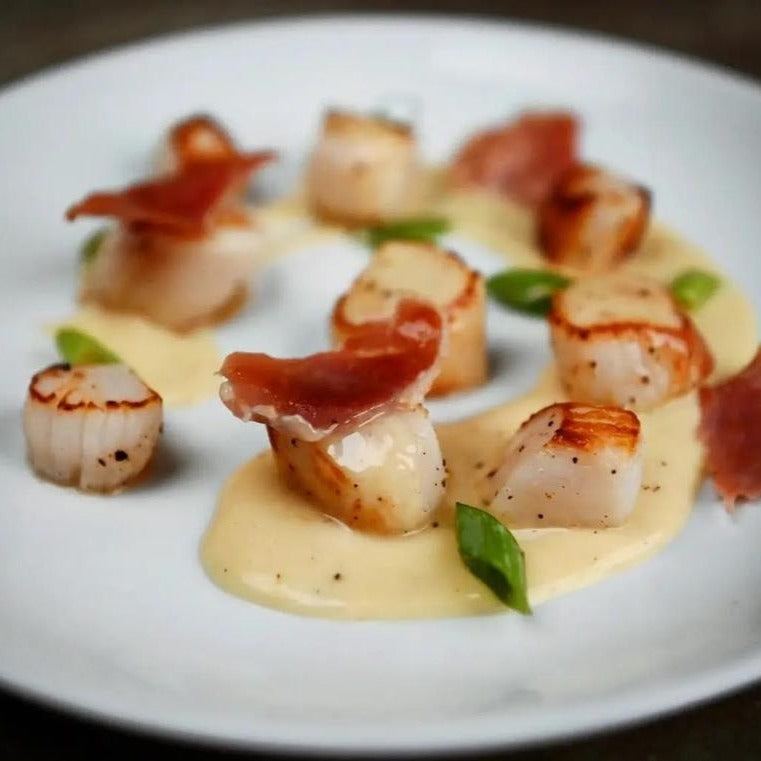 Skillet-Seared Sea Scallops with Beurre Blanc and Prosciutto