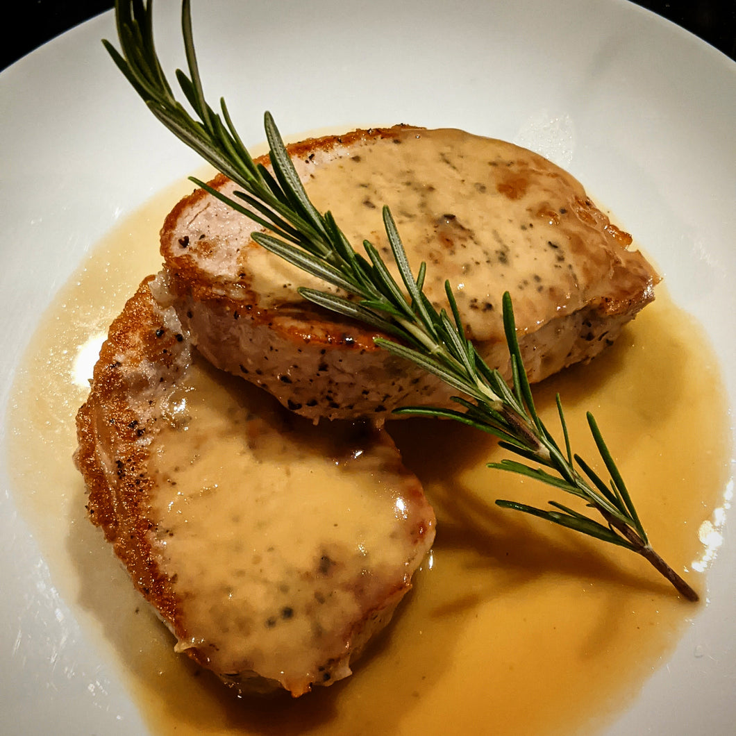 Herb-Crusted Pork Tenderloin with Apple Cider Pan Sauce