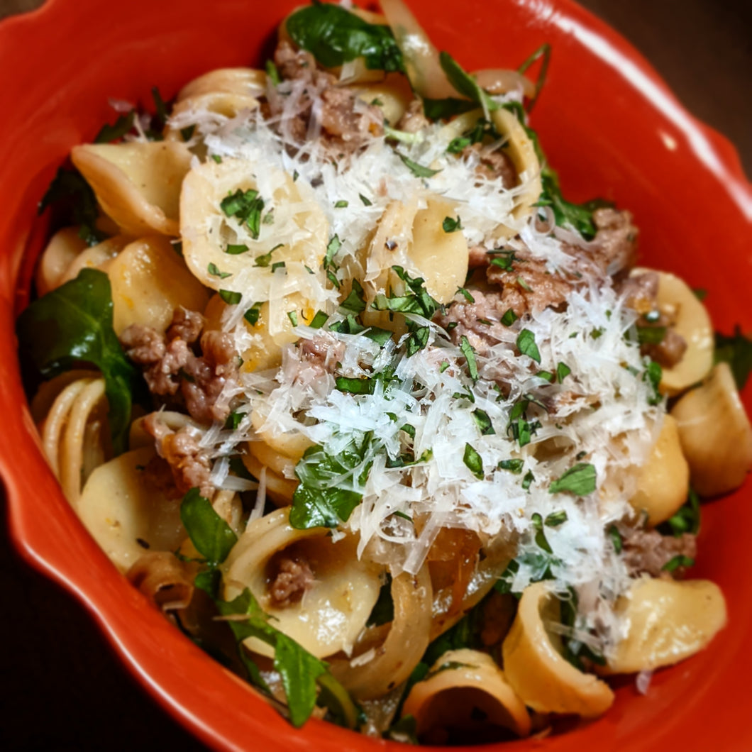 Italian Sausage Orecchiette with Citrus, Rocket Arugula and Fennel