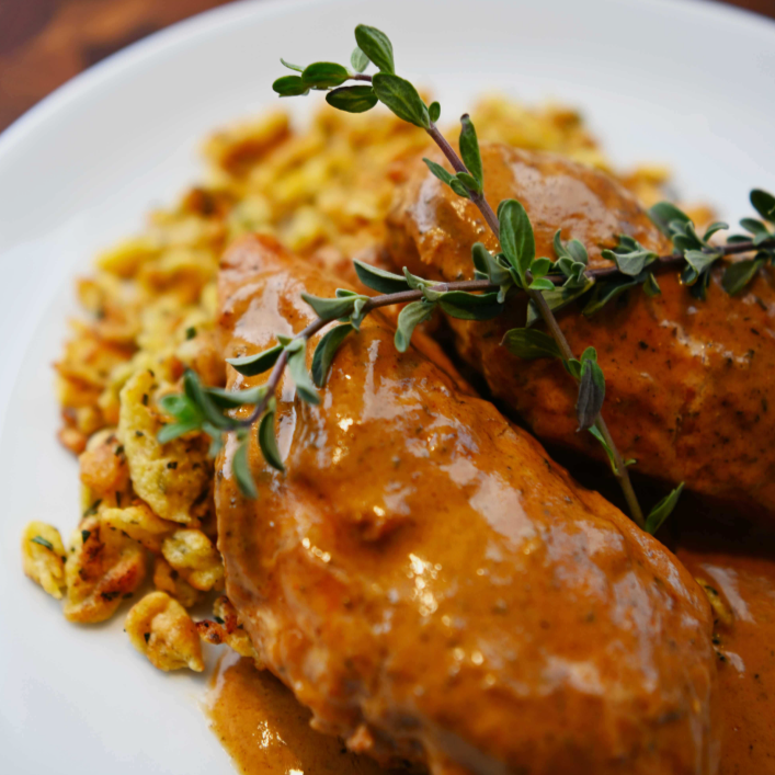 Chicken Paprikash and Herbed Spaetzle